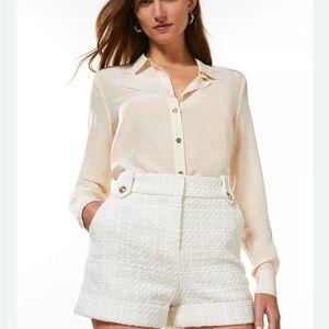 Karen Millen Cream Tweed High Waist Shorts